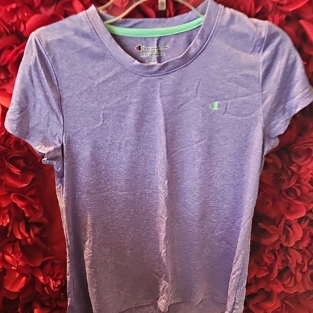 Champion NEW Girls Active Purple & Cabbage Green Detail T-Shirt Size Large